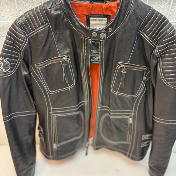 Harley-Davidson® Women's Agitator Leather Jacket, Black/White. 98086-15VW - Picture 5 of 9